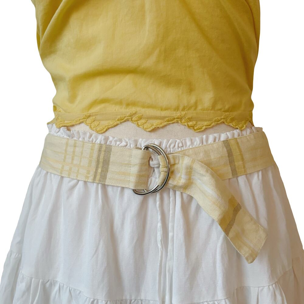 Butter Yellow Plaid Double Ring Belt 